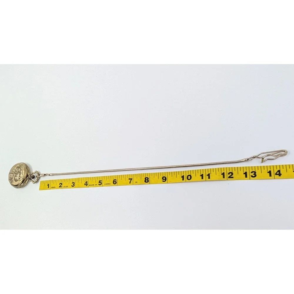 Vintage Train Pocket Watch Gold Tone Steam Engine‎ Snake Chain Steampunk